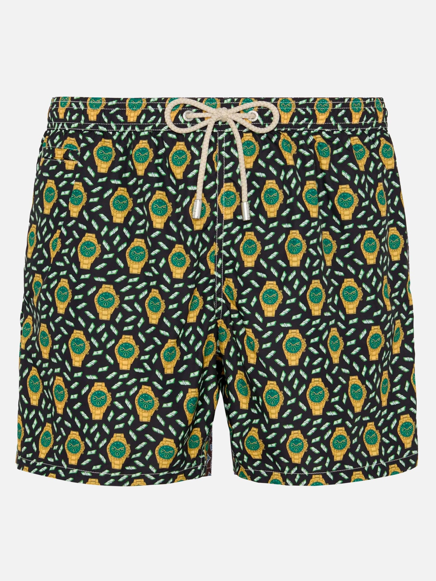 Badeshorts aus leichtem Stoff „Lighting“ mit Uhren-Print