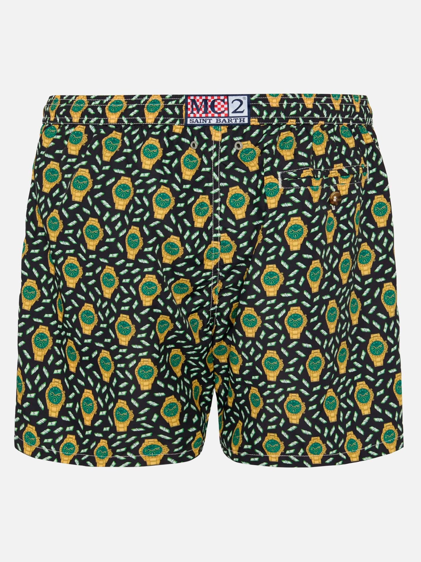 Badeshorts aus leichtem Stoff „Lighting“ mit Uhren-Print