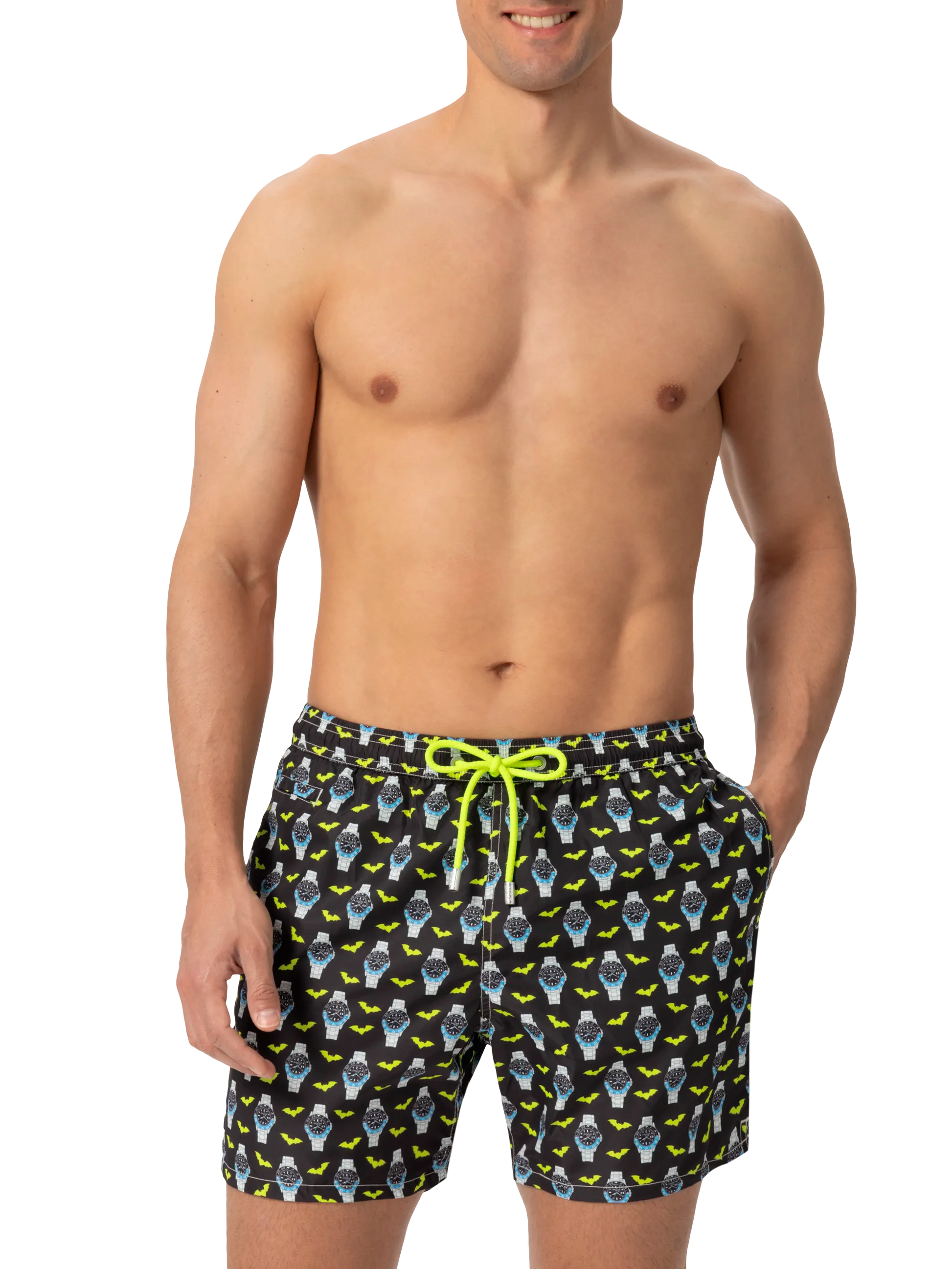 Lightweight fabric swim shorts Lighting with watch print - MC2 Saint Barth