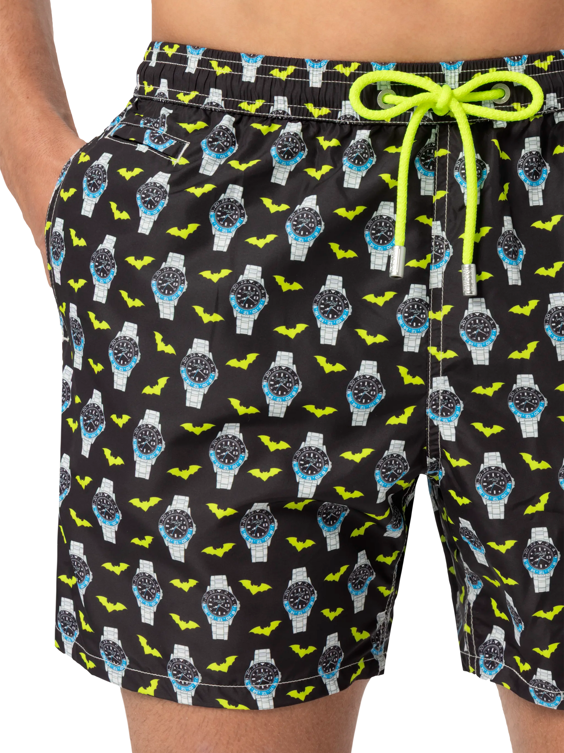 Lightweight fabric swim shorts Lighting with watch print - MC2 Saint Barth