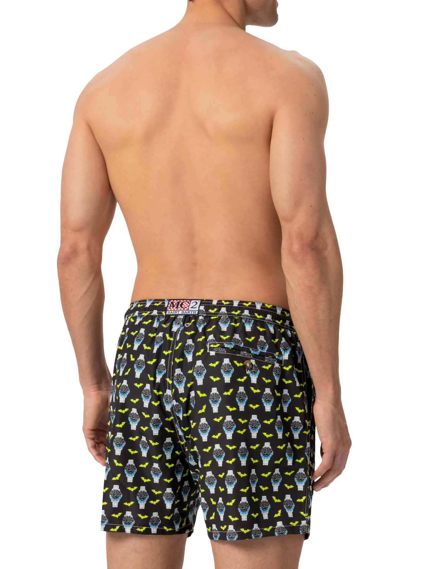 Lightweight fabric swim shorts Lighting with watch print - MC2 Saint Barth