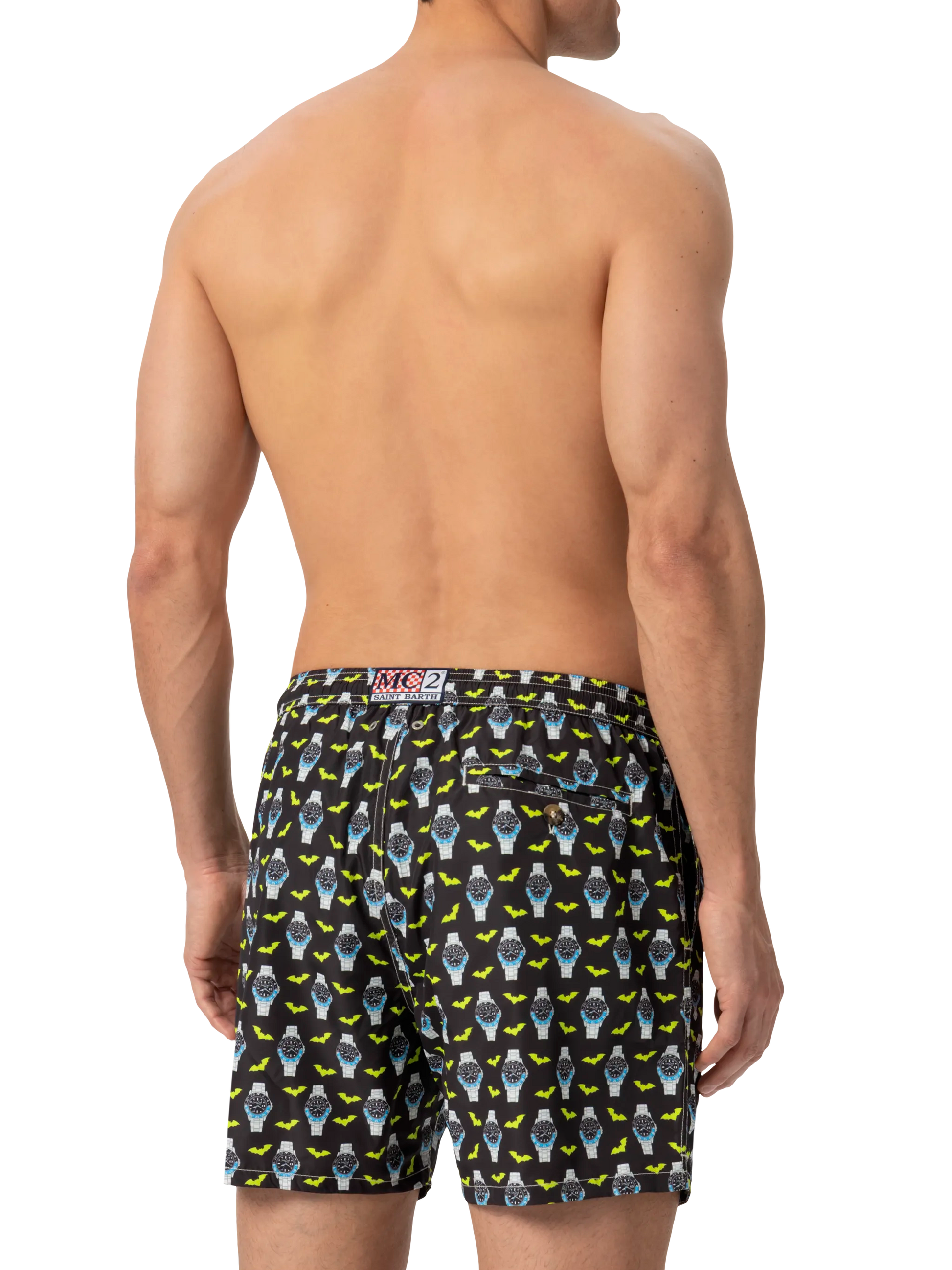 Lightweight fabric swim shorts Lighting with watch print - MC2 Saint Barth