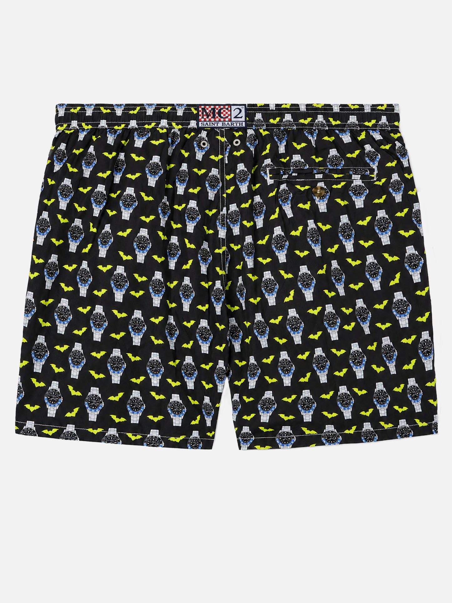 Badeshorts aus leichtem Stoff „Lighting“ mit Uhren-Print