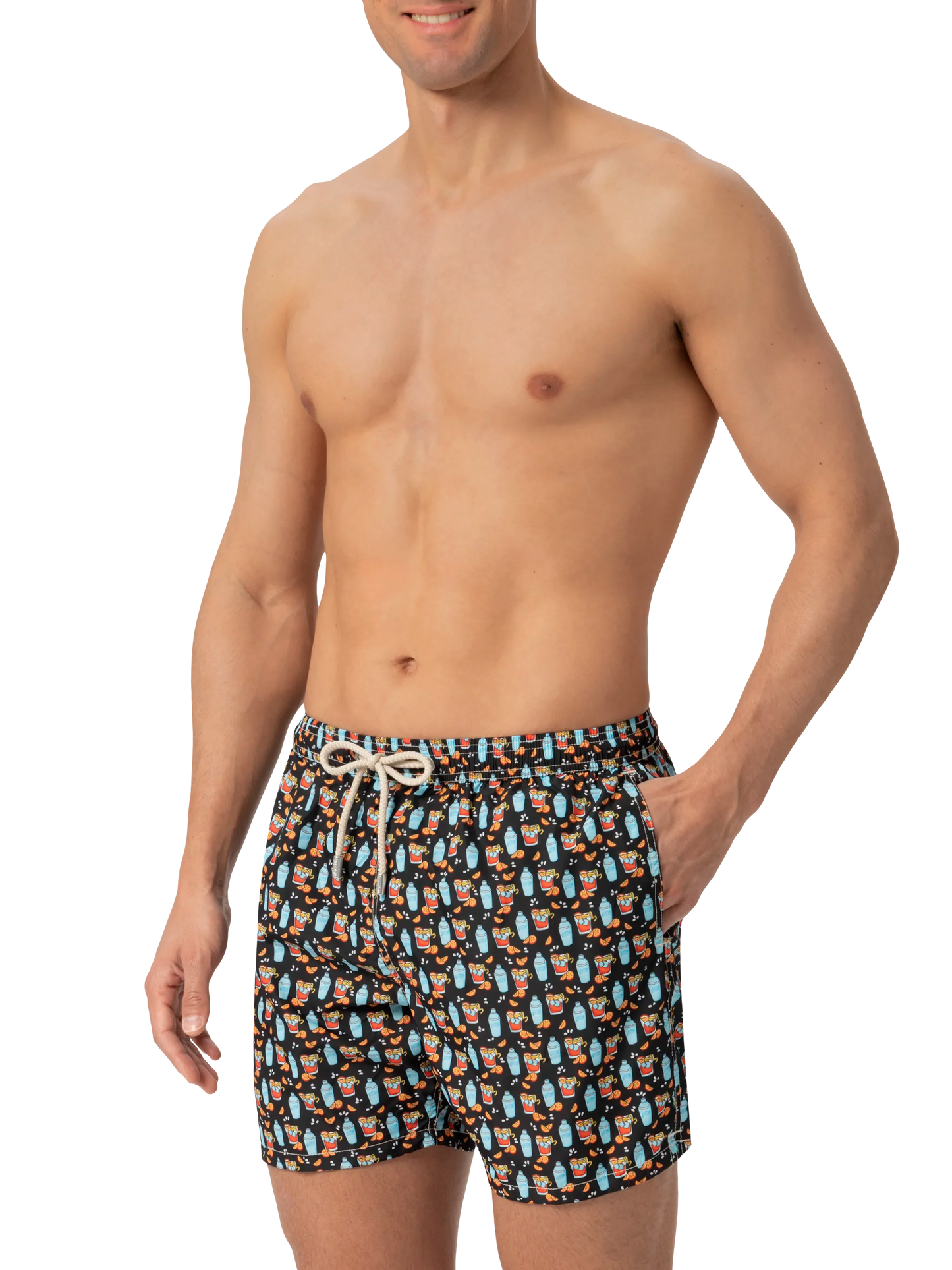 Lightweight fabric swim shorts Lighting with negroni print - MC2 Saint Barth