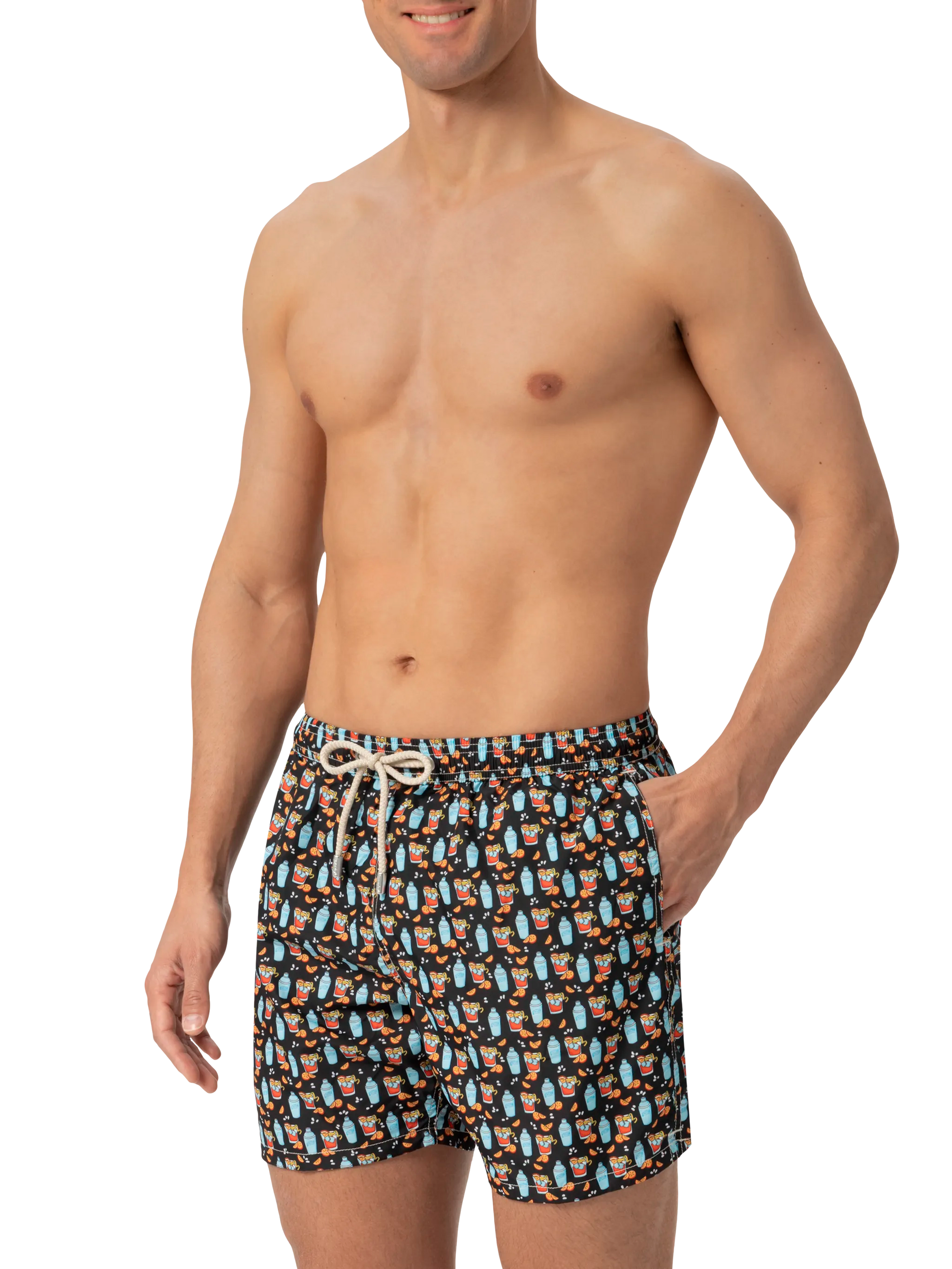 Lightweight fabric swim shorts Lighting with negroni print - MC2 Saint Barth