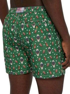 Lightweight fabric swim shorts Lighting with watch and beer print - MC2 Saint Barth