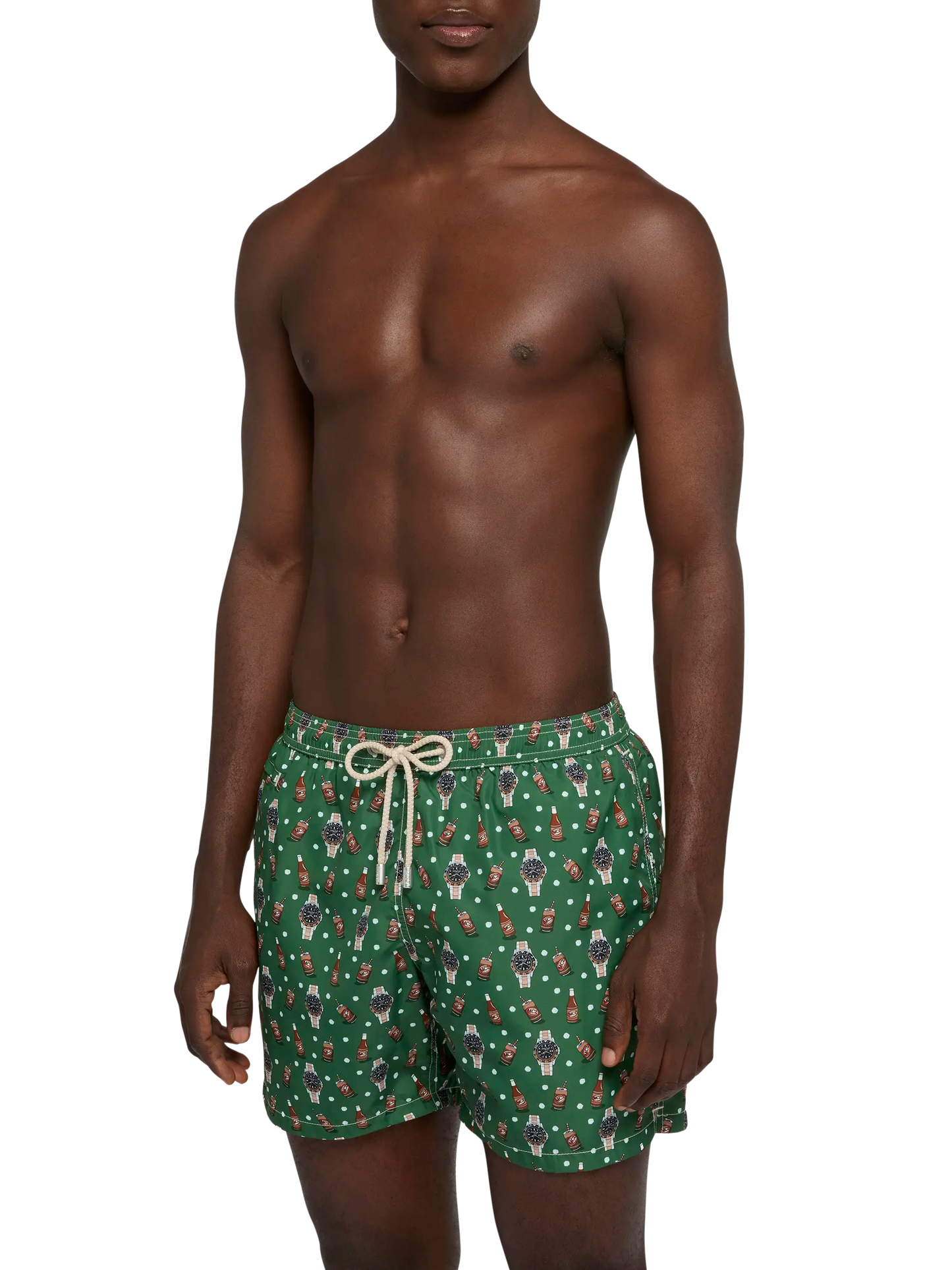 Lightweight fabric swim shorts Lighting with watch and beer print - MC2 Saint Barth