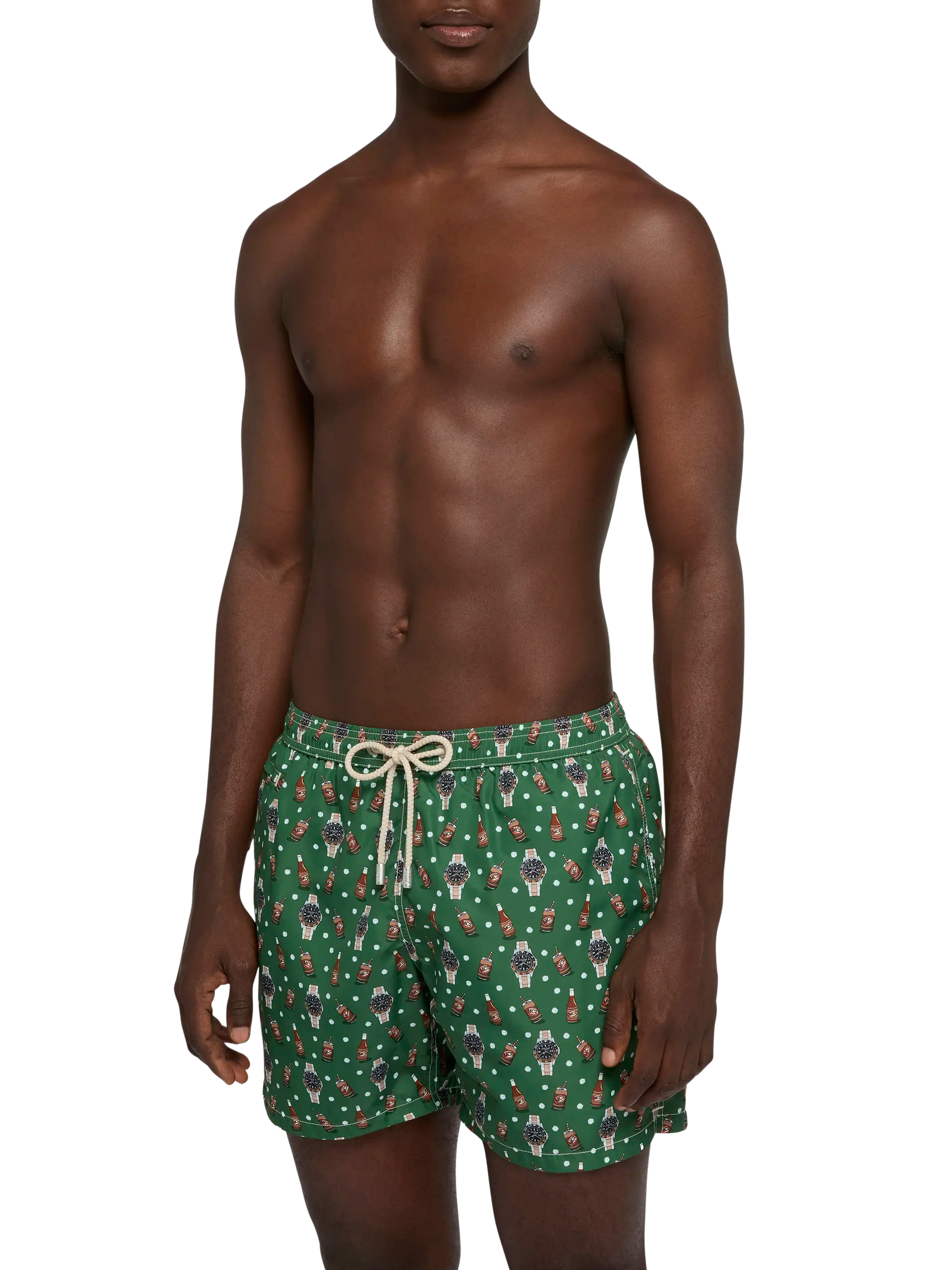 Lightweight fabric swim shorts Lighting with watch and beer print - MC2 Saint Barth