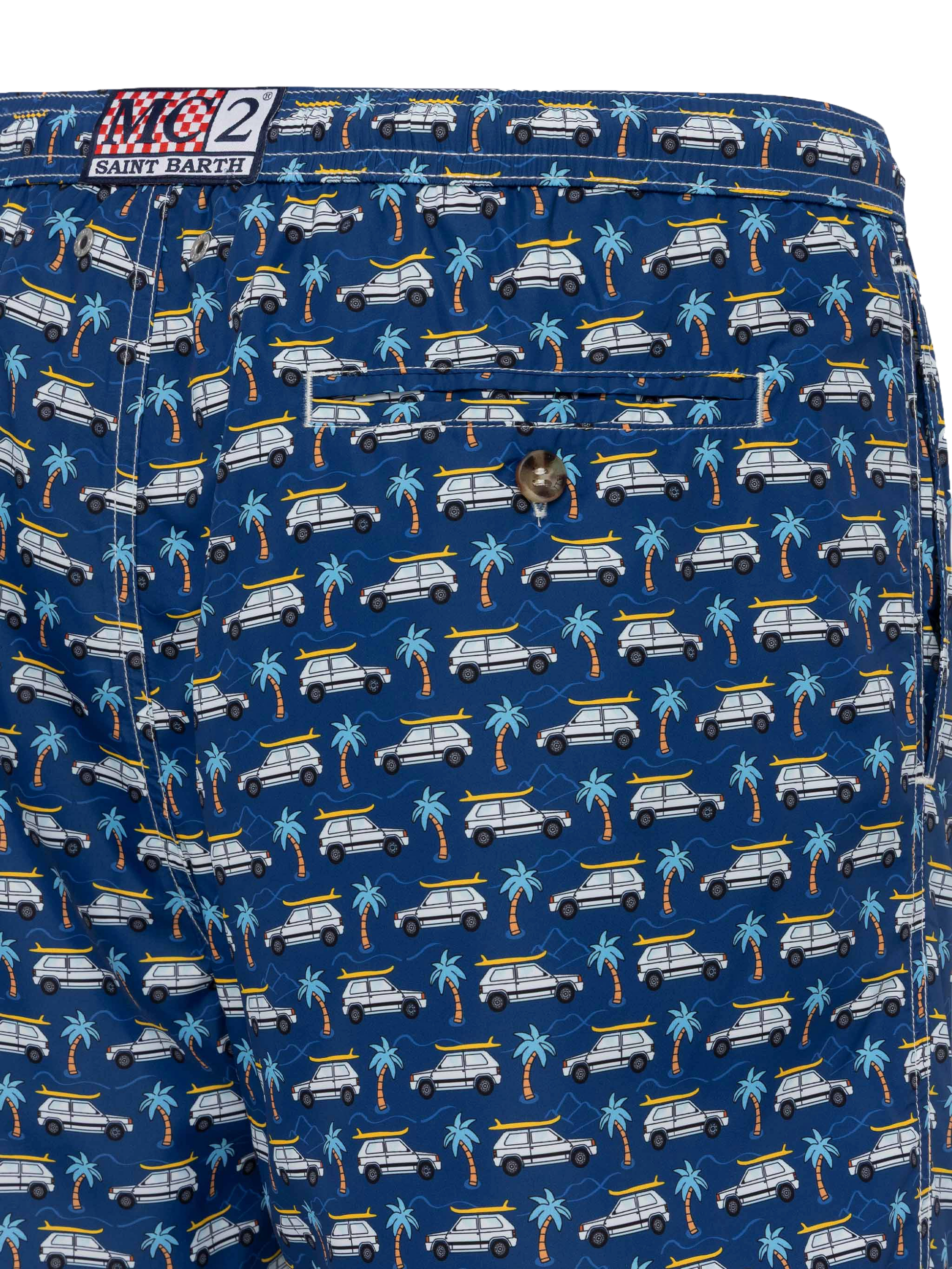 Lightweight fabric swim shorts Lighting with Panda car print | FIAT SPECIAL EDITION - MC2 Saint Barth