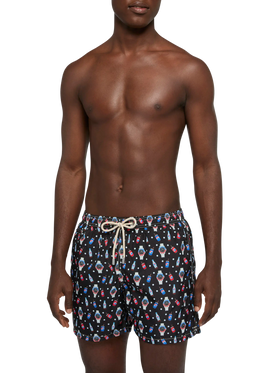 Lightweight fabric swim shorts Lighting with watch print - MC2 Saint Barth