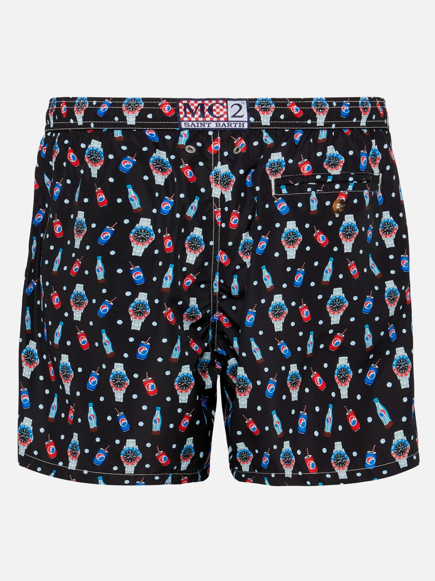 Badeshorts aus leichtem Stoff „Lighting“ mit Uhren-Print