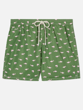 Green Lighting Micro swim shorts with pink sharks print