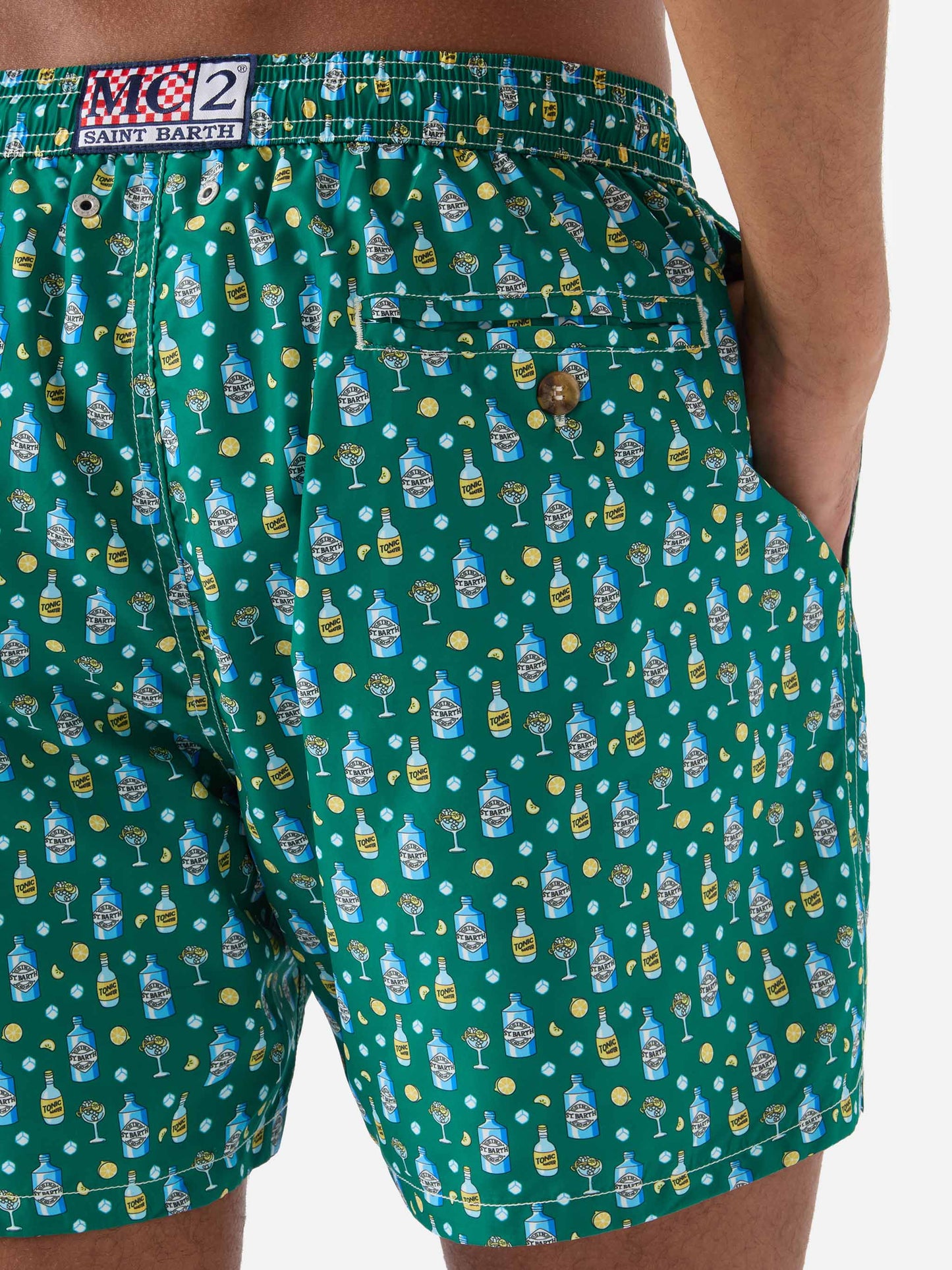 Costume mare Lighting Micro verde con stampa gin e cocktail