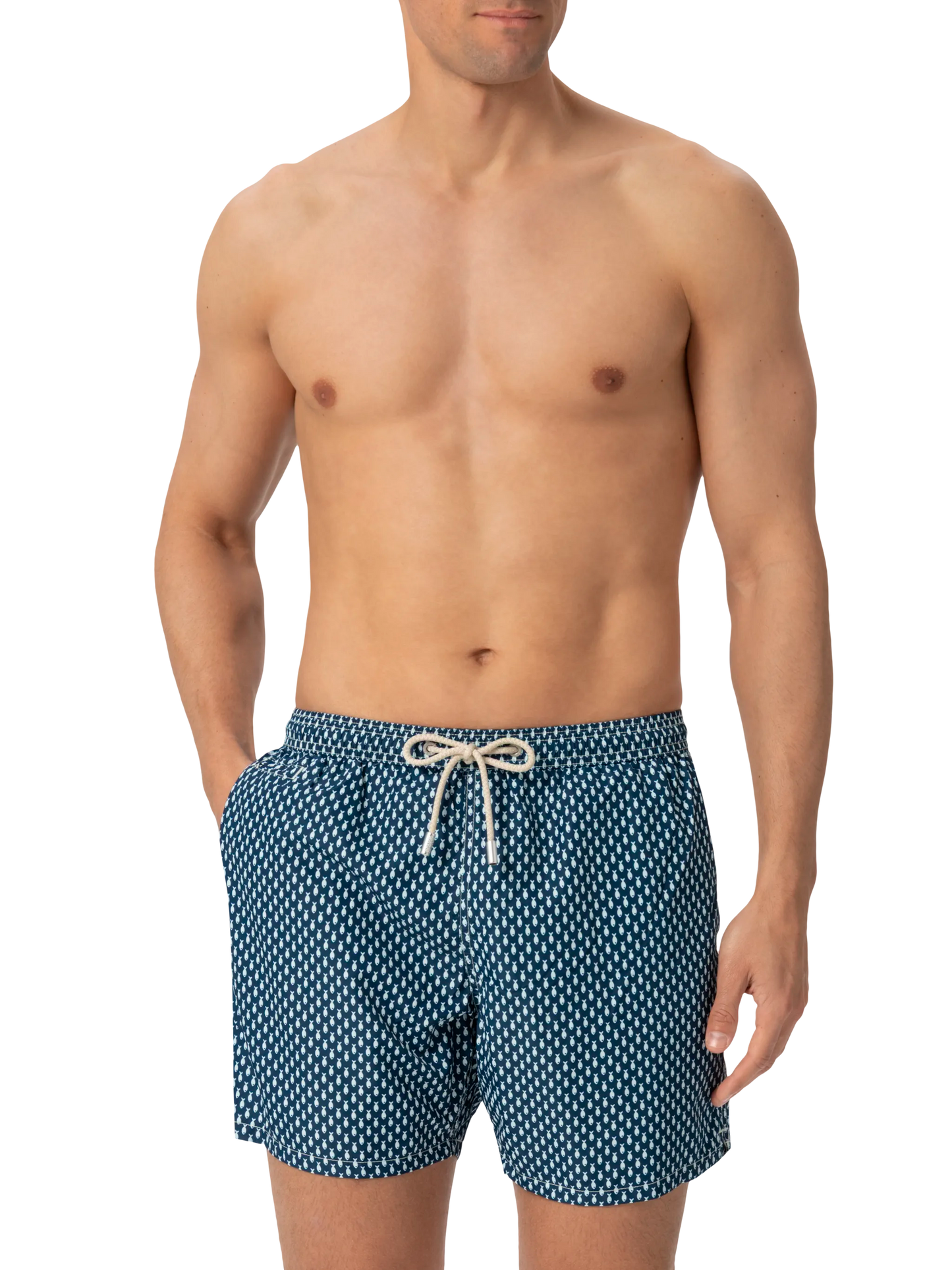 Lightweight fabric swim shorts Lighting with micro fish print - MC2 Saint Barth