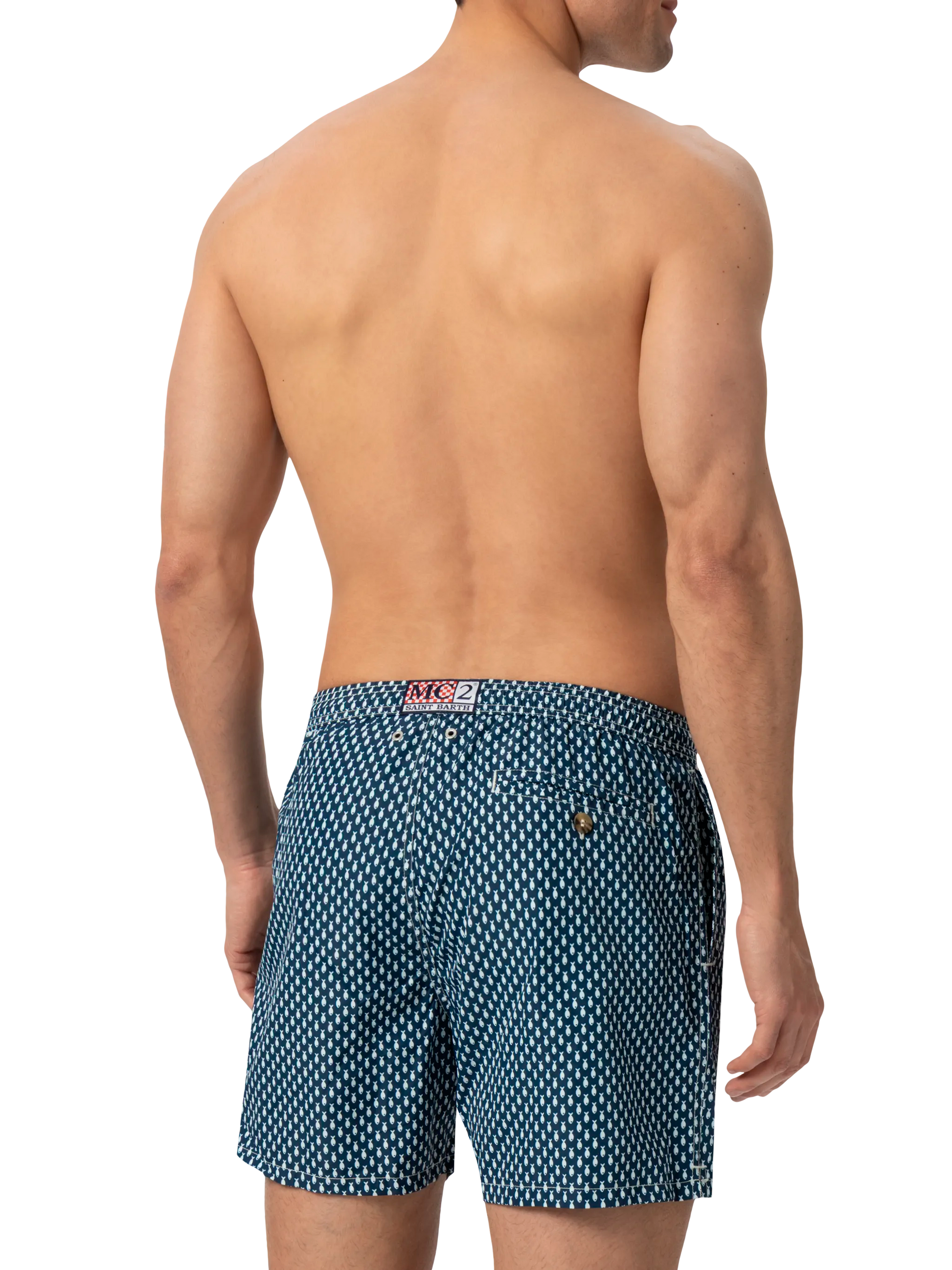 Lightweight fabric swim shorts Lighting with micro fish print - MC2 Saint Barth