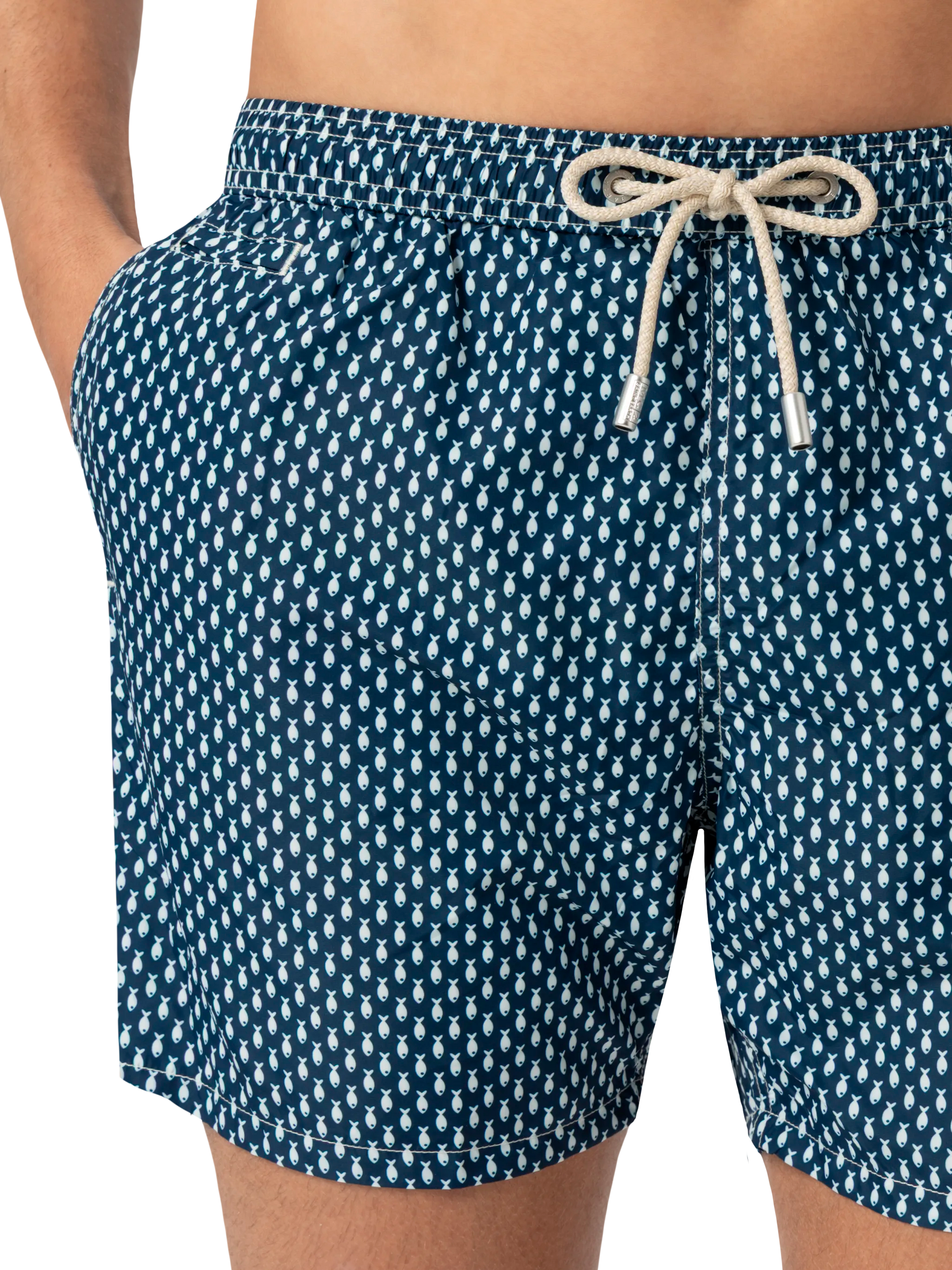 Lightweight fabric swim shorts Lighting with micro fish print - MC2 Saint Barth