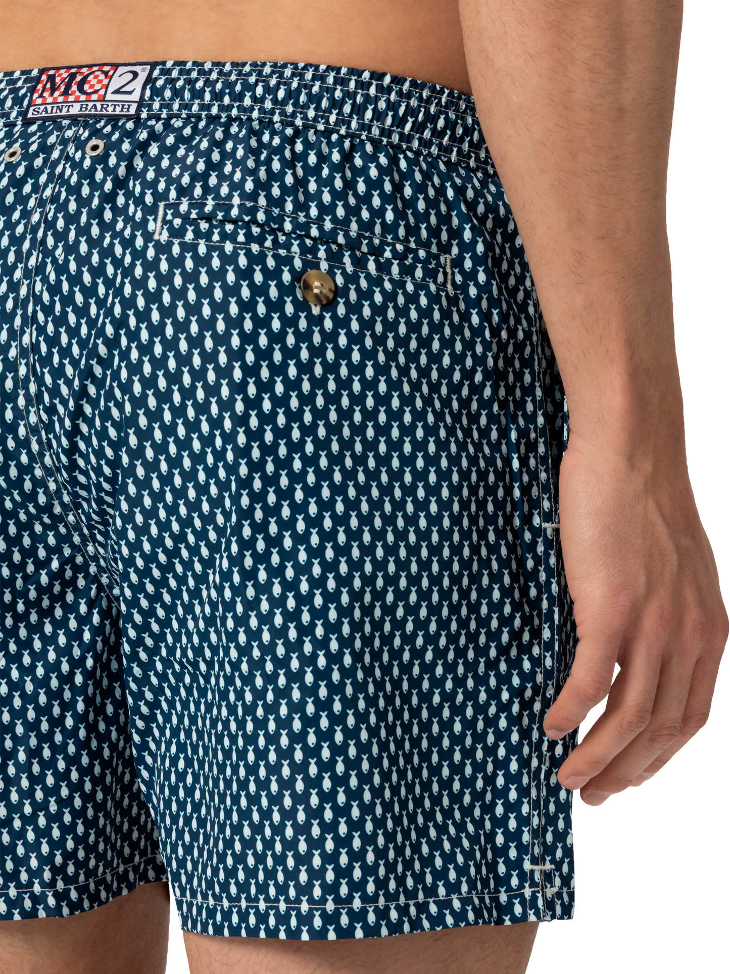 Lightweight fabric swim shorts Lighting with micro fish print - MC2 Saint Barth