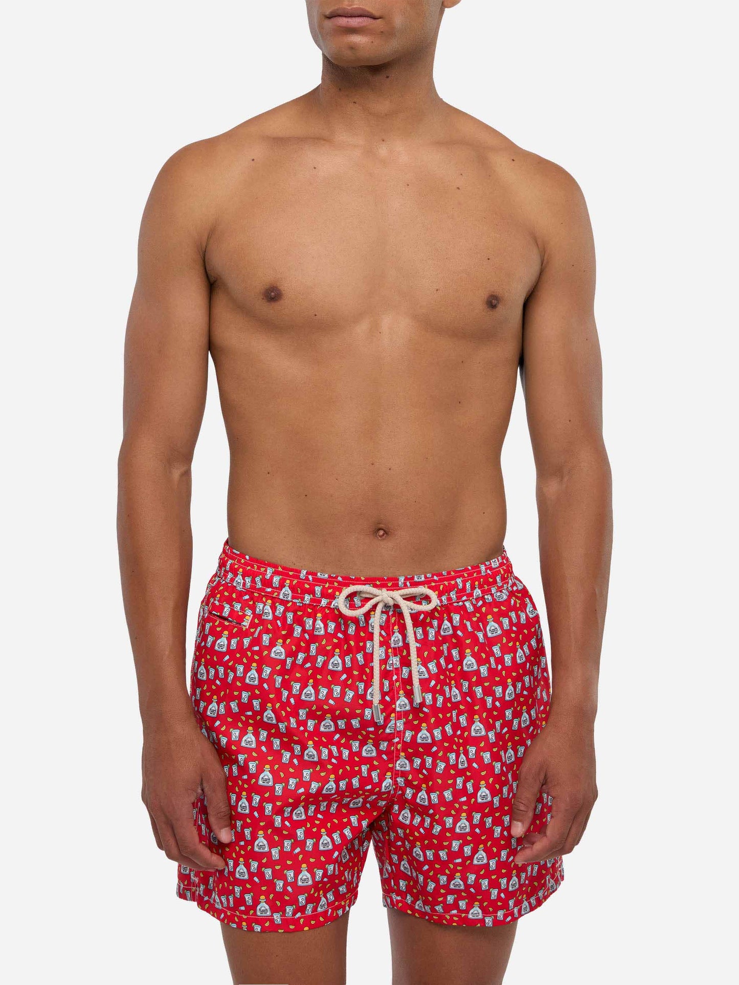 Herren-Badeshorts aus leichtem Stoff mit Tequila-Aufdruck