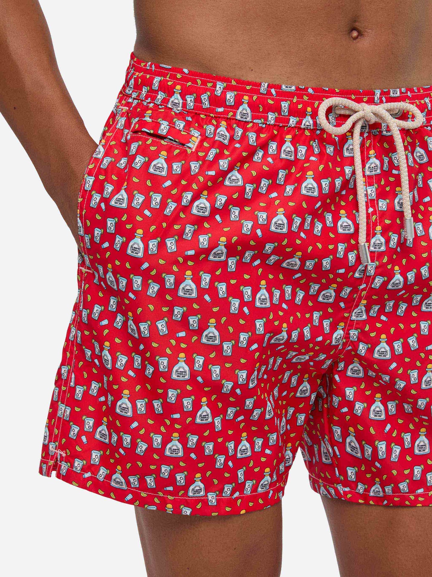 Herren-Badeshorts aus leichtem Stoff mit Tequila-Aufdruck