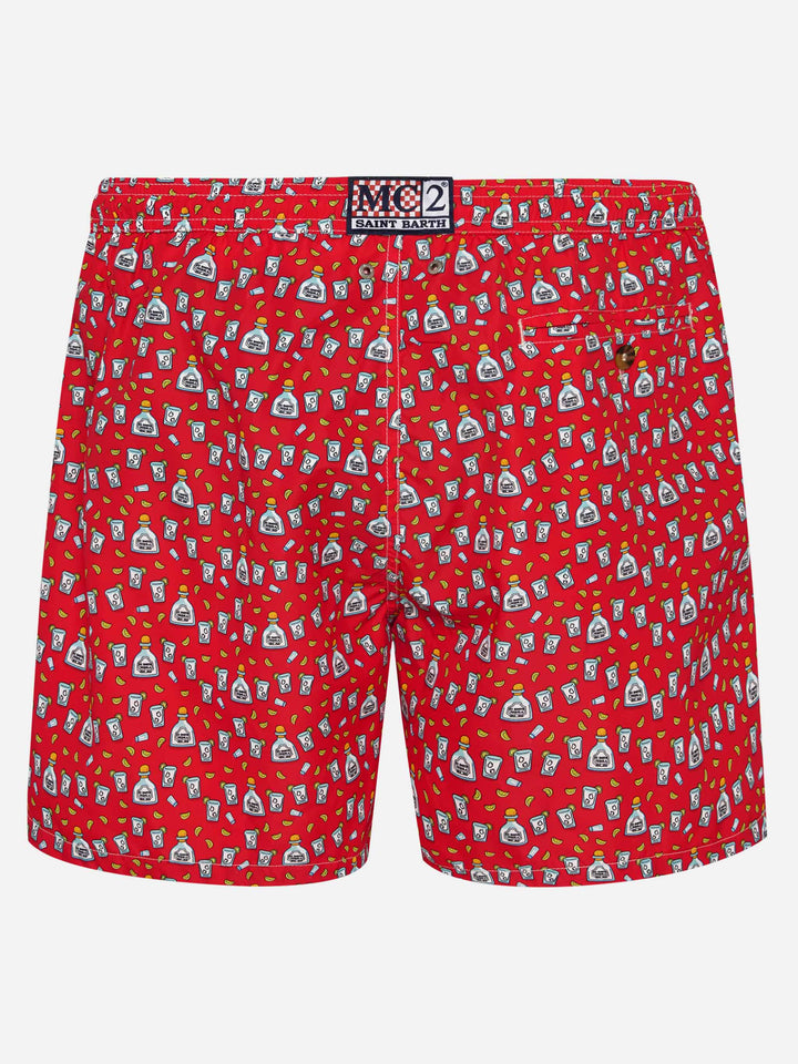 Costume da bagno da uomo in tessuto leggero con stampa Tequila