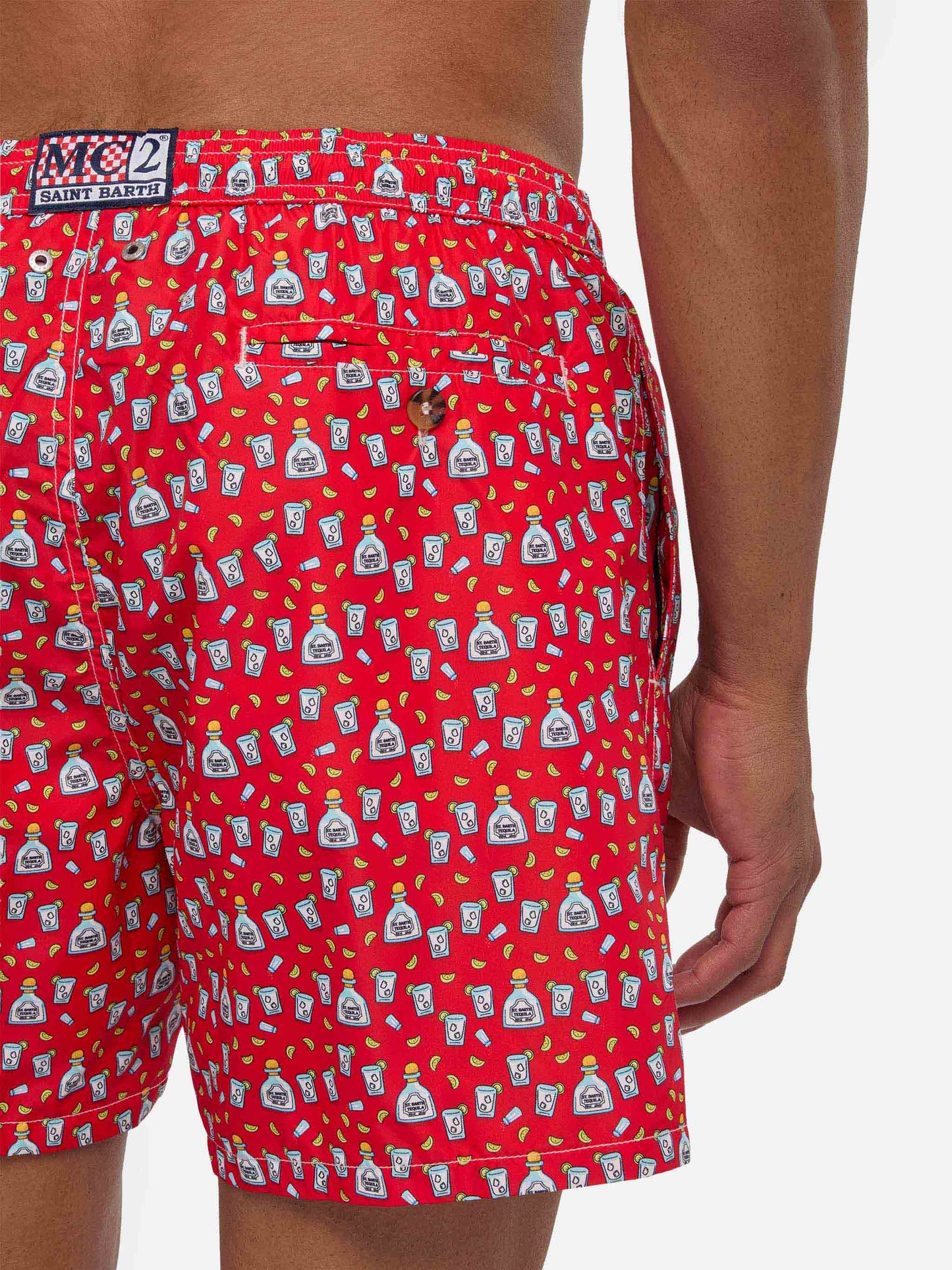 Herren-Badeshorts aus leichtem Stoff mit Tequila-Aufdruck