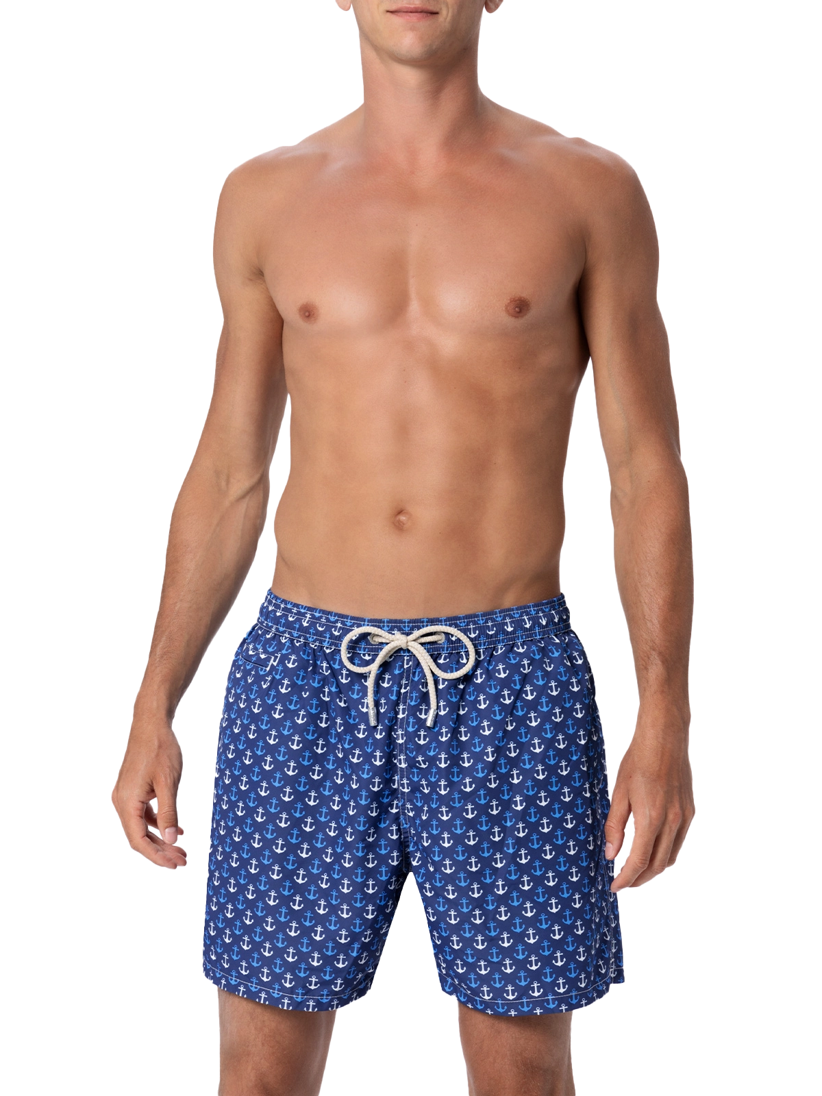 Man lightweight fabric swim-shorts Lighting Micro Fantasy with anchor print - MC2 Saint Barth