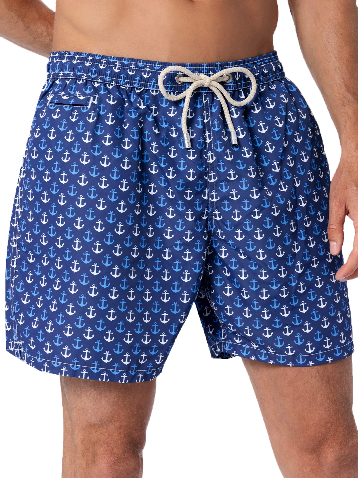 Man lightweight fabric swim-shorts Lighting Micro Fantasy with anchor print - MC2 Saint Barth