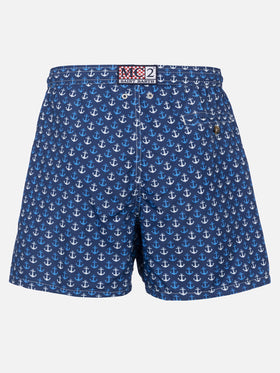 Man lightweight fabric swim-shorts Lighting Micro Fantasy with anchor print - MC2 Saint Barth