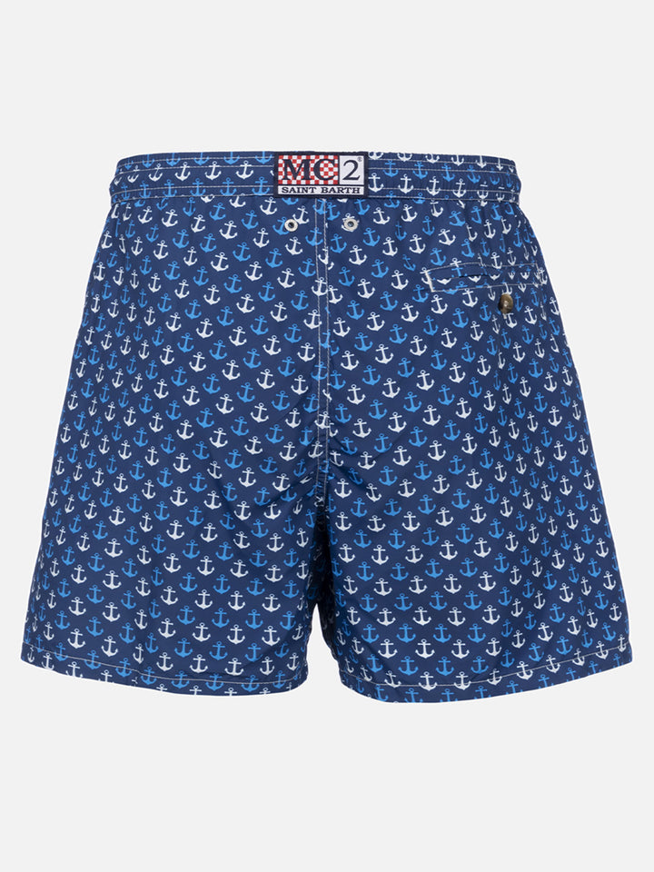 Man lightweight fabric swim-shorts Lighting Micro Fantasy with anchor print - MC2 Saint Barth