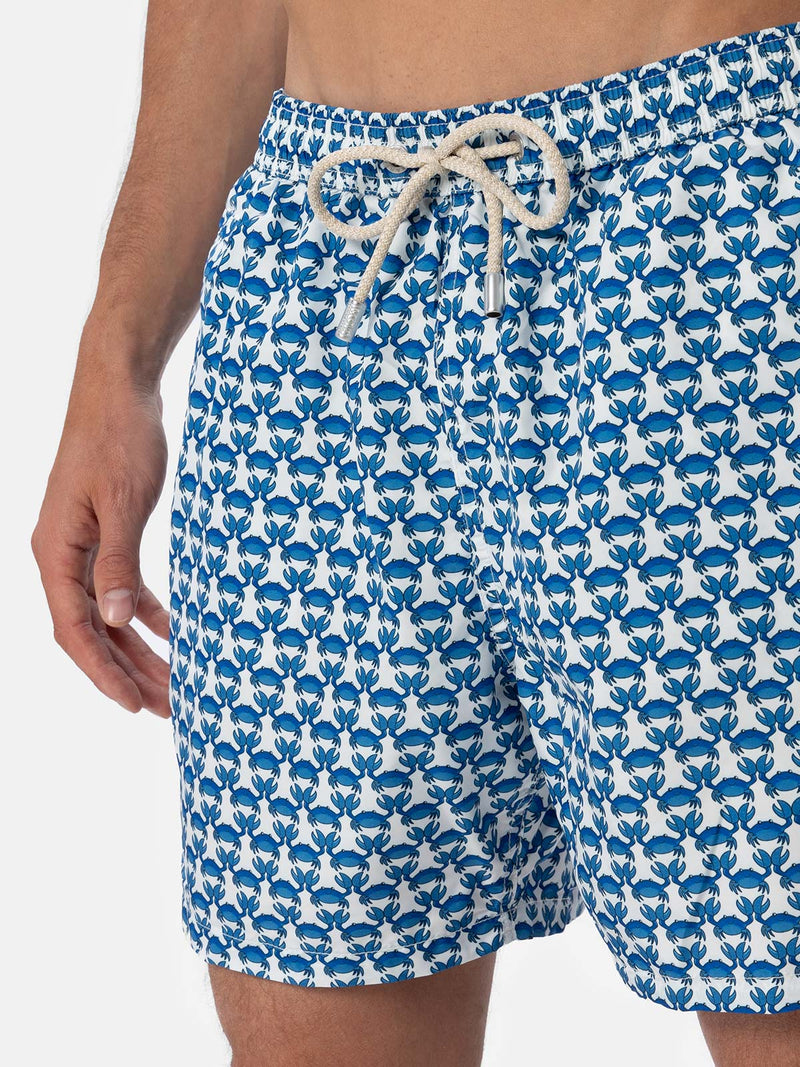 Man lightweight fabric swim-shorts Lighting Micro Fantasy with crab print