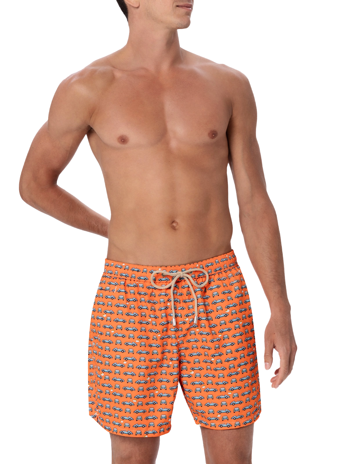 Man lightweight fabric swim-shorts Lighting Micro Fantasy with cars print - MC2 Saint Barth