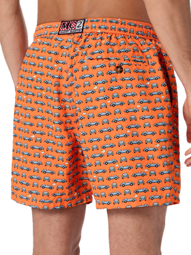 Man lightweight fabric swim-shorts Lighting Micro Fantasy with cars print - MC2 Saint Barth