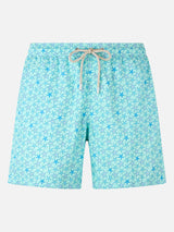 Man lightweight fabric swim-shorts Lighting Micro Fantasy with starfishes print