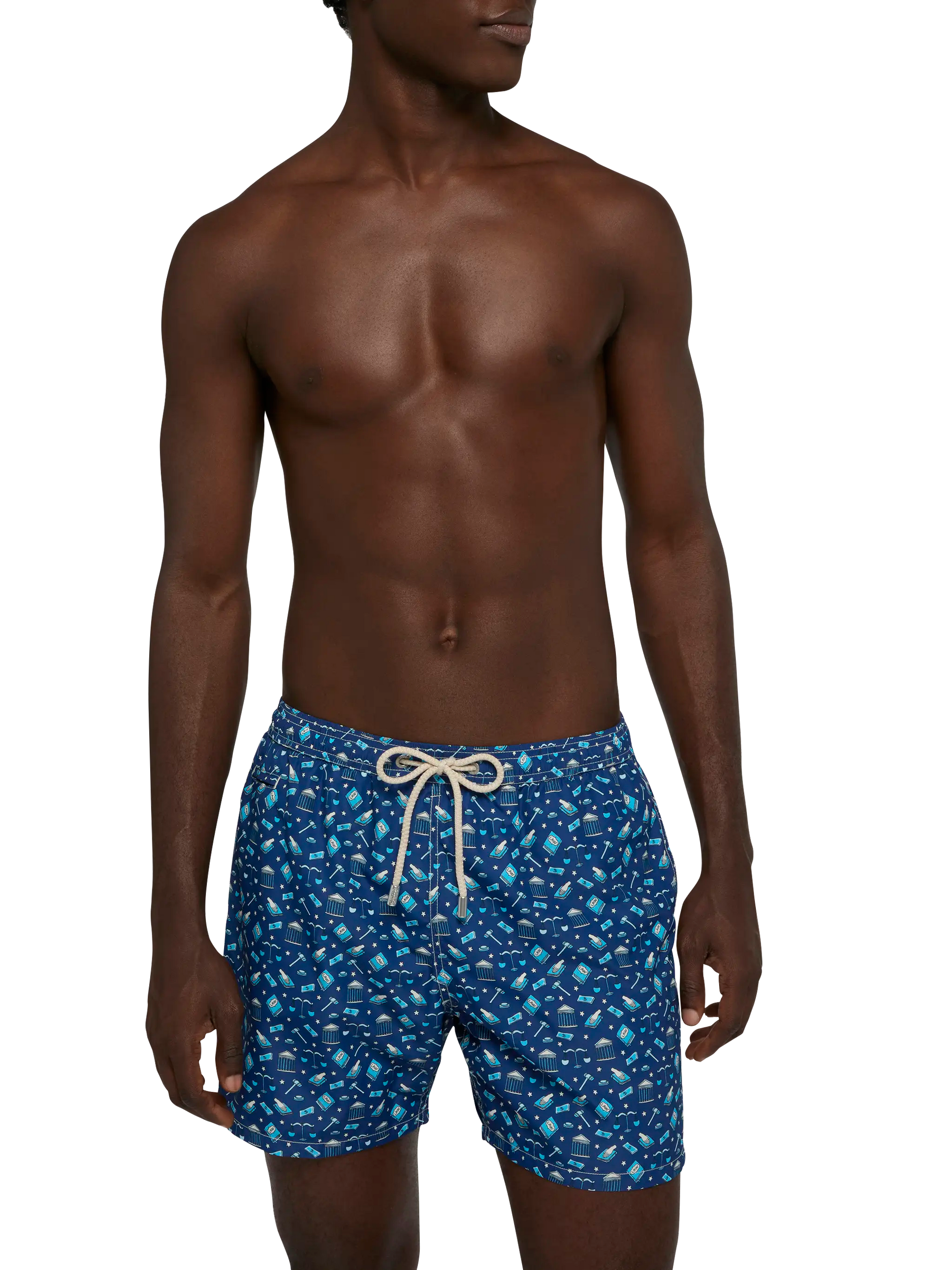 Lightweight fabric swim shorts Lighting with lawyer mood print - MC2 Saint Barth