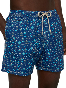 Lightweight fabric swim shorts Lighting with lawyer mood print - MC2 Saint Barth