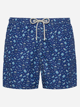 Lightweight fabric swim shorts Lighting with lawyer mood print - MC2 Saint Barth