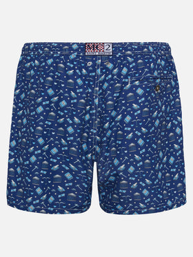 Lightweight fabric swim shorts Lighting with lawyer mood print - MC2 Saint Barth