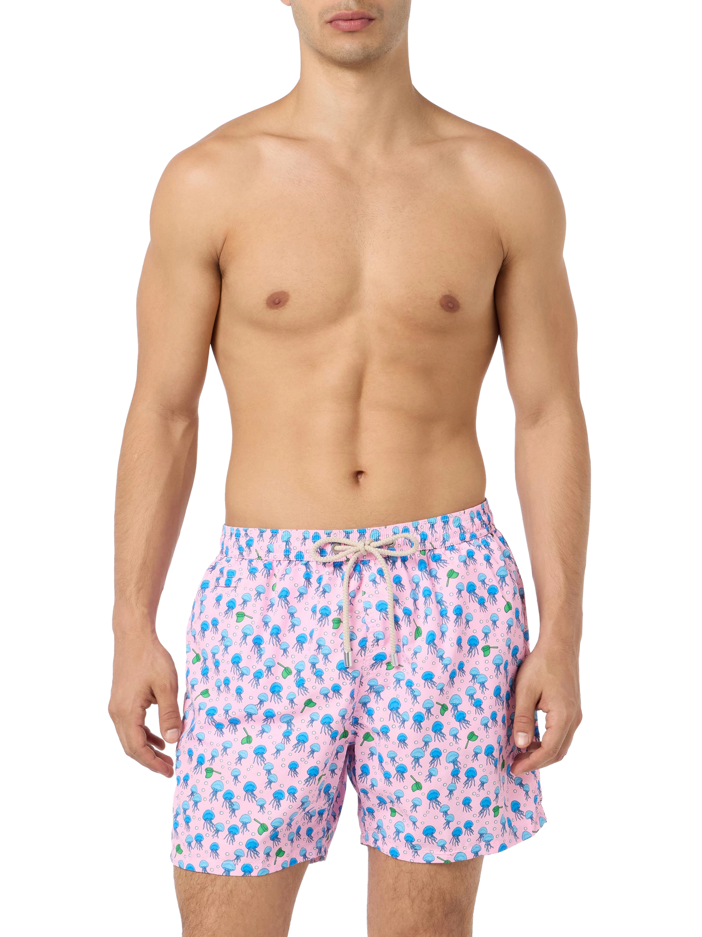 Man lightweight fabric swim-shorts Lighting Micro Fantasy with jellyfishes print - MC2 Saint Barth