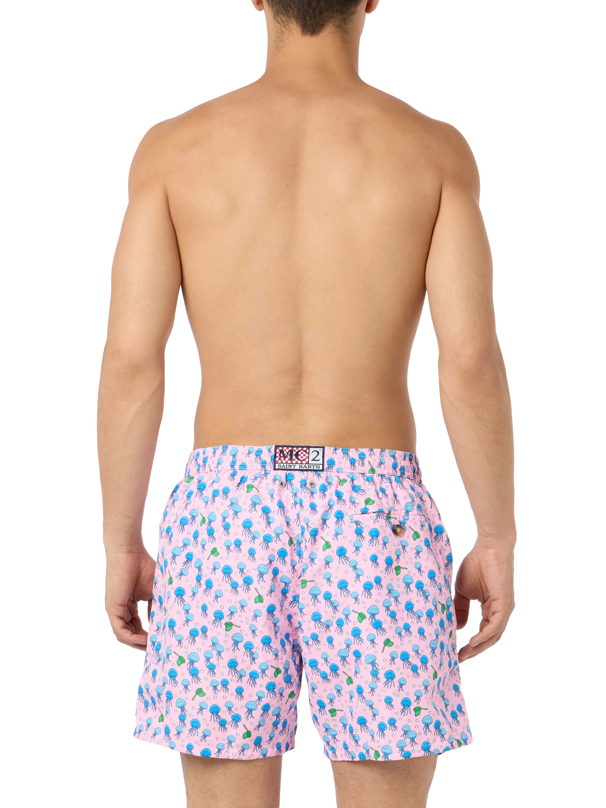 Man lightweight fabric swim-shorts Lighting Micro Fantasy with jellyfishes print - MC2 Saint Barth