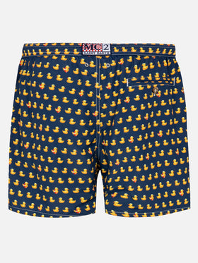 Man light fabric swim shorts with ducky print