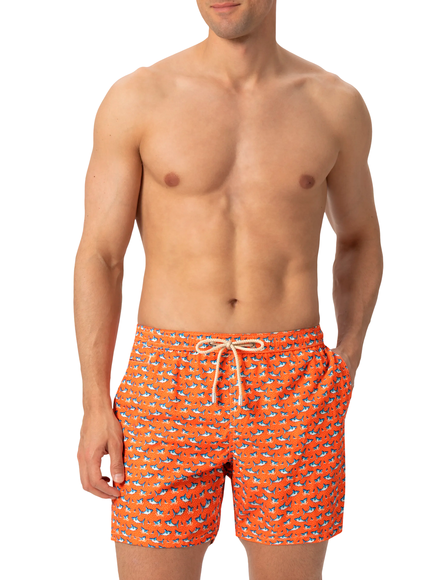 Lightweight fabric swim shorts Lighting with micro shark print - MC2 Saint Barth