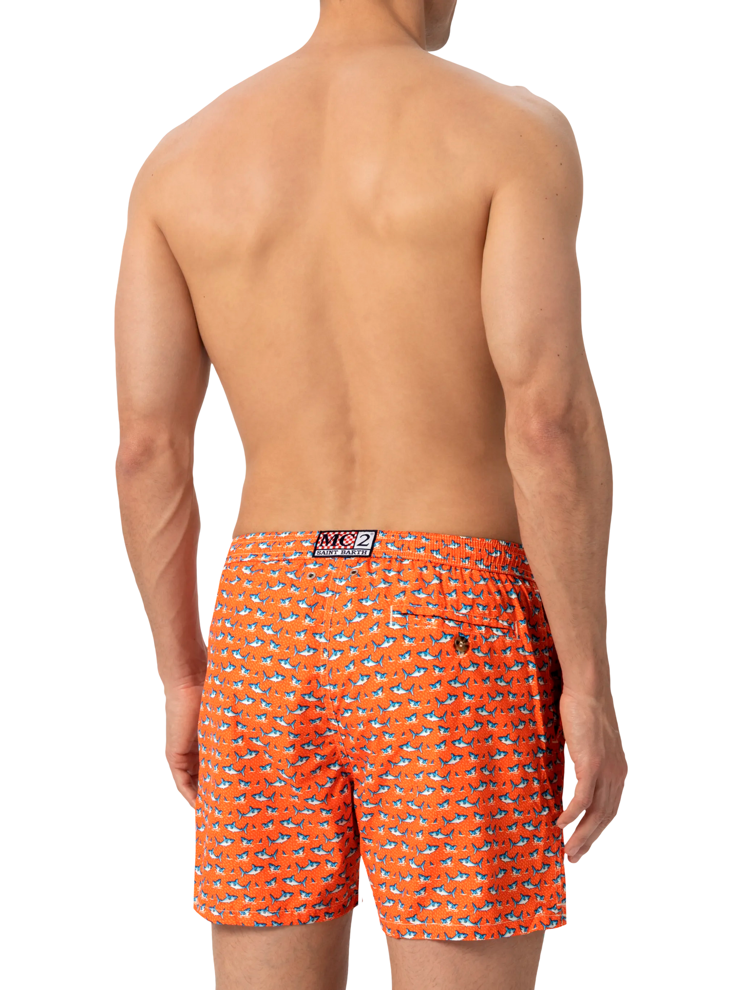 Lightweight fabric swim shorts Lighting with micro shark print - MC2 Saint Barth