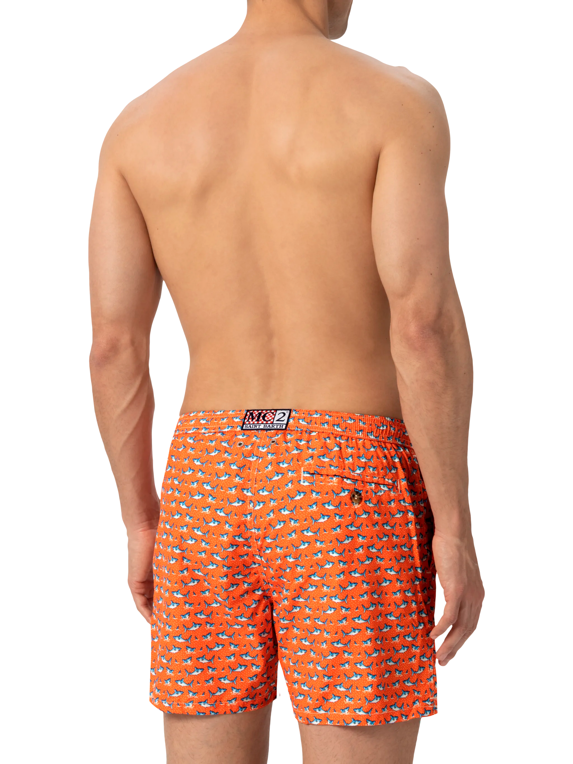 Lightweight fabric swim shorts Lighting with micro shark print - MC2 Saint Barth