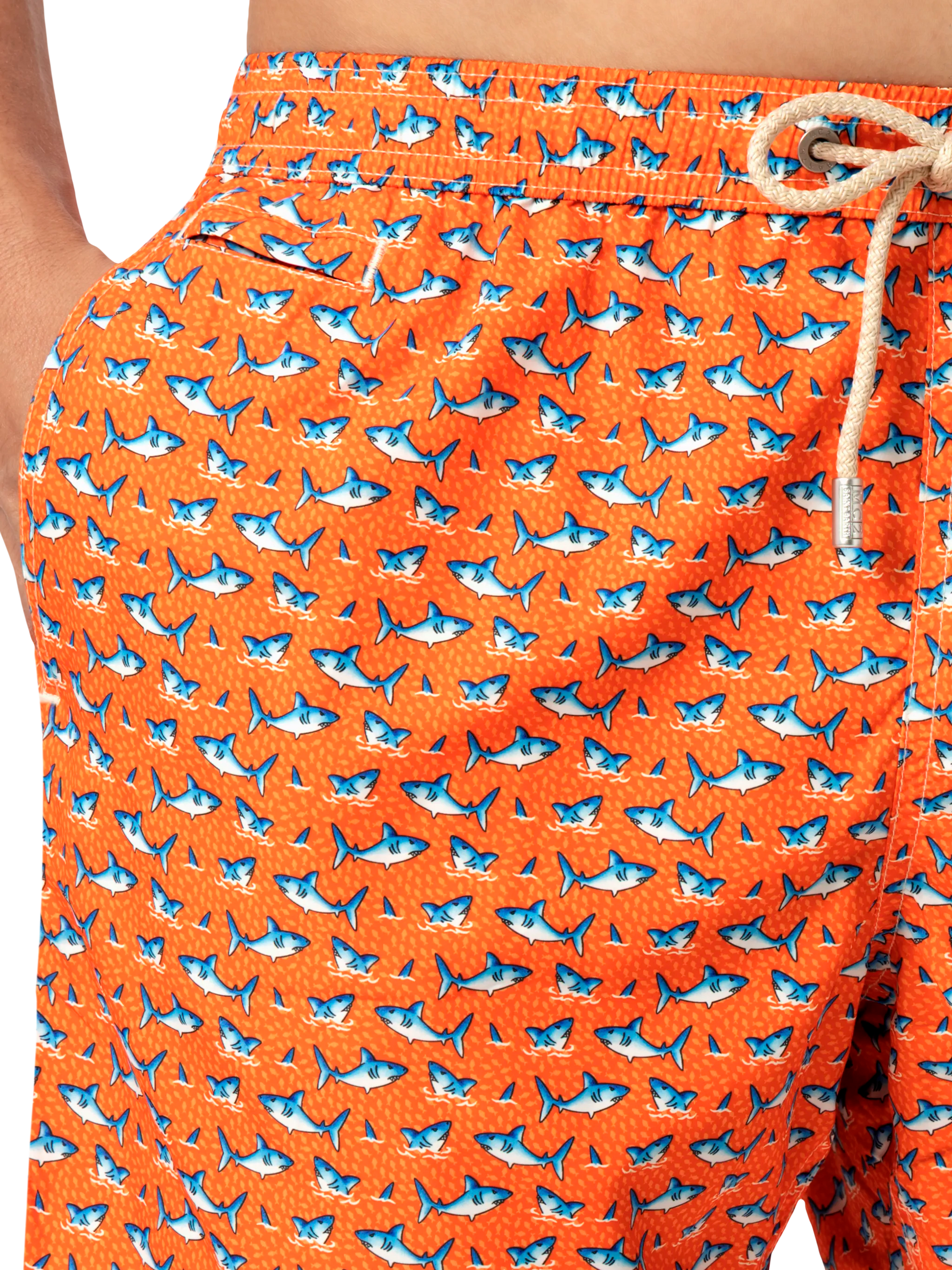 Lightweight fabric swim shorts Lighting with micro shark print - MC2 Saint Barth