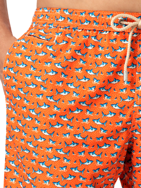Lightweight fabric swim shorts Lighting with micro shark print - MC2 Saint Barth