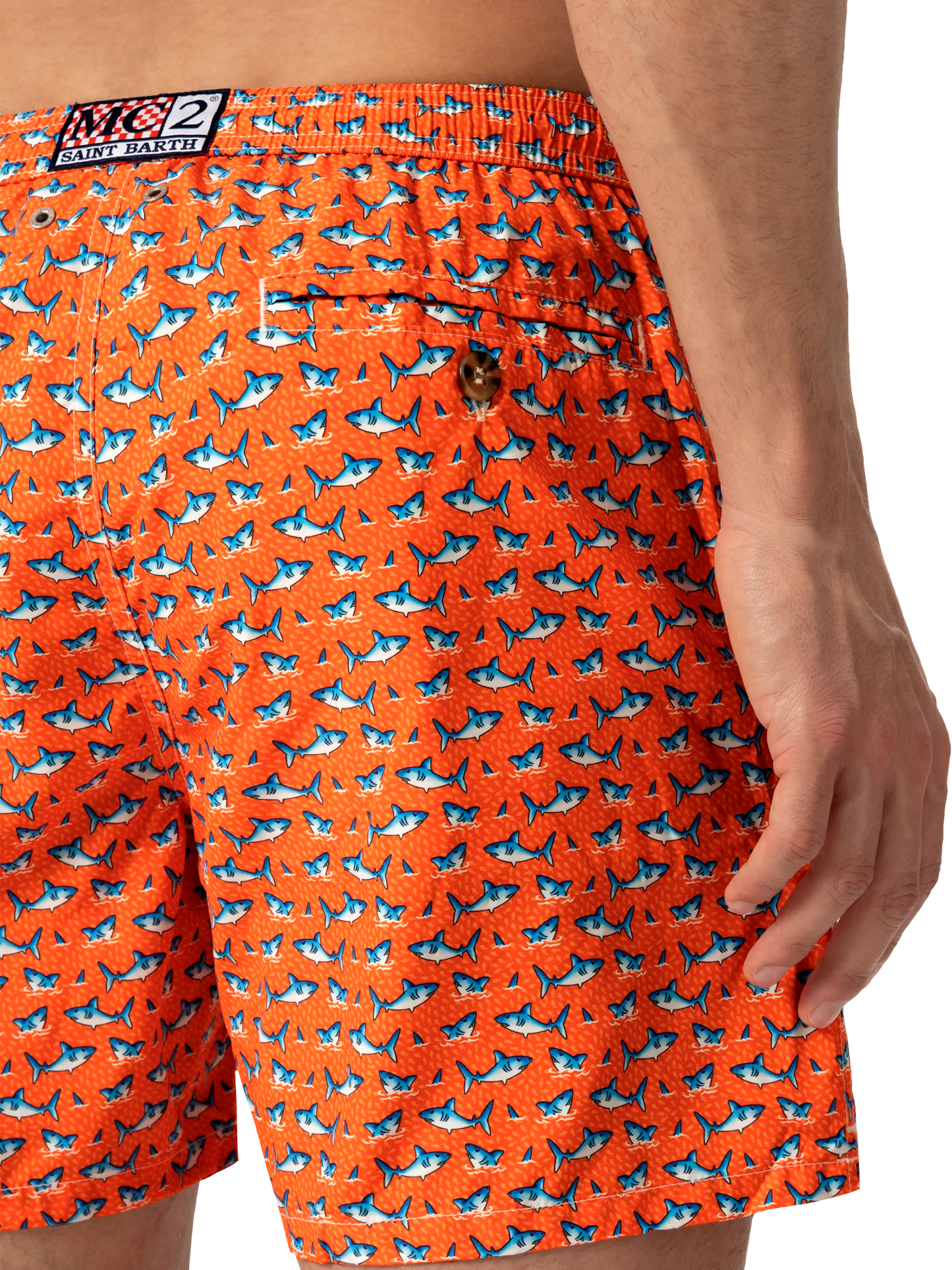 Lightweight fabric swim shorts Lighting with micro shark print - MC2 Saint Barth