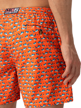 Lightweight fabric swim shorts Lighting with micro shark print - MC2 Saint Barth