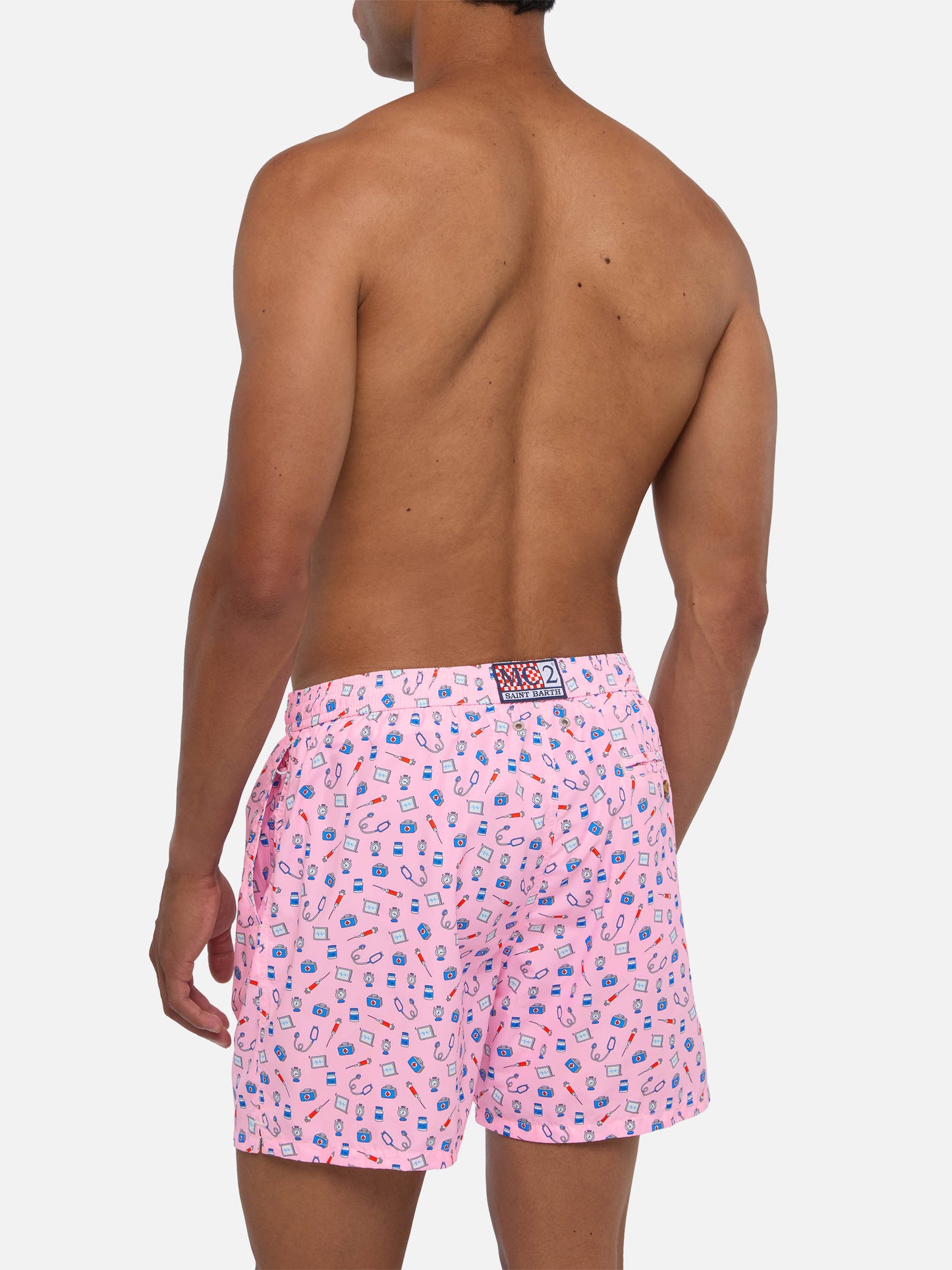 Lightweight fabric swim shorts Lighting with doctor job print