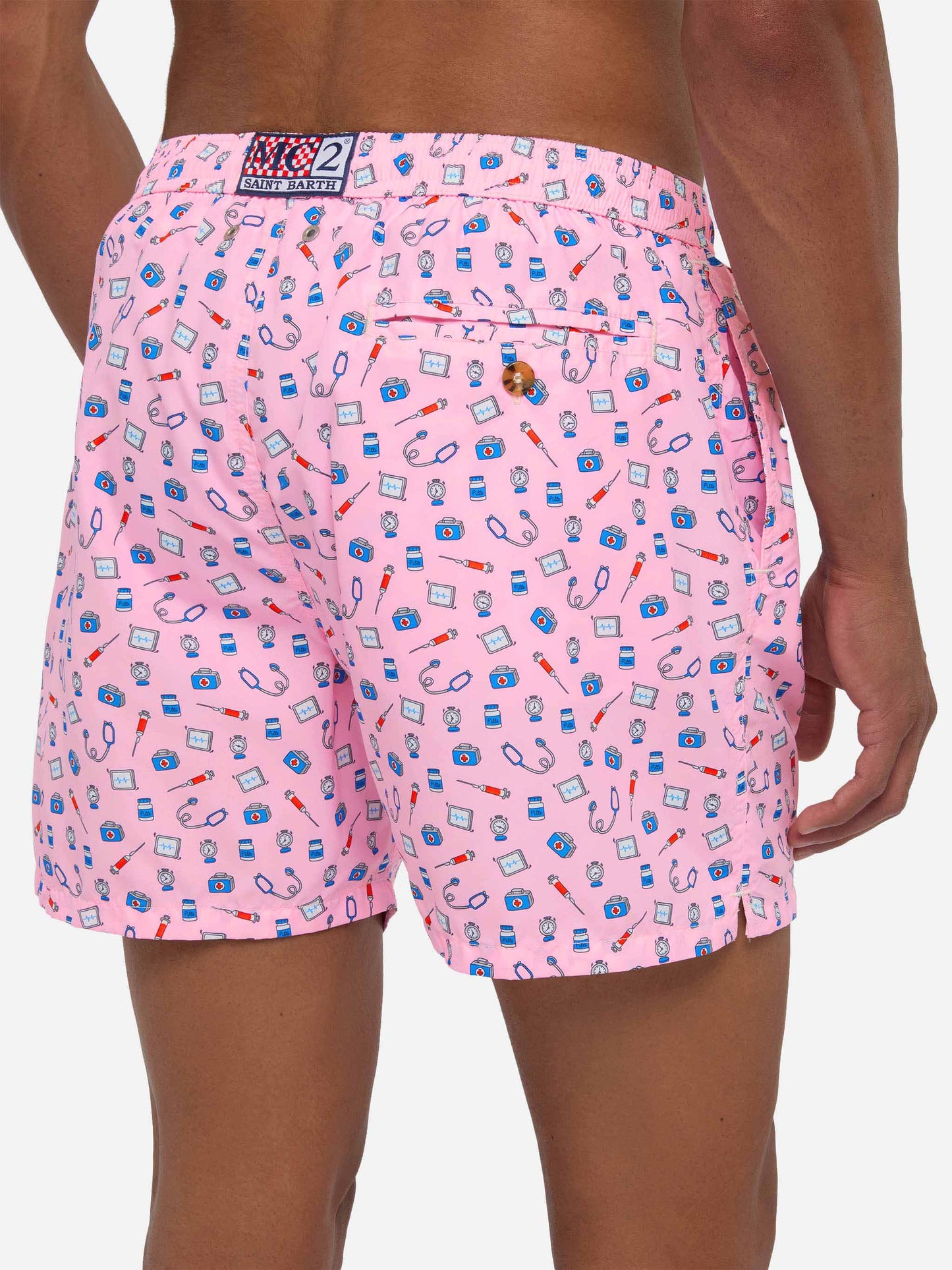 Lightweight fabric swim shorts Lighting with doctor job print