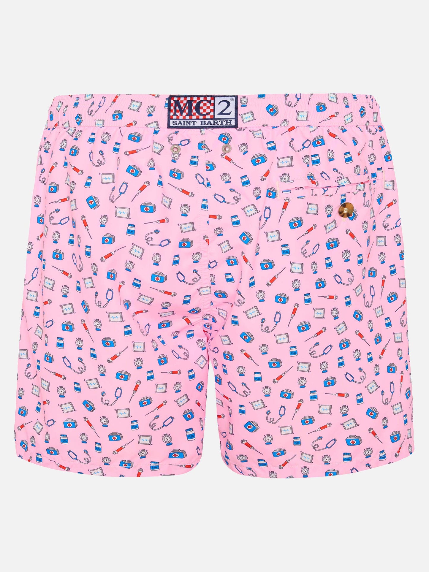 Lightweight fabric swim shorts Lighting with doctor job print